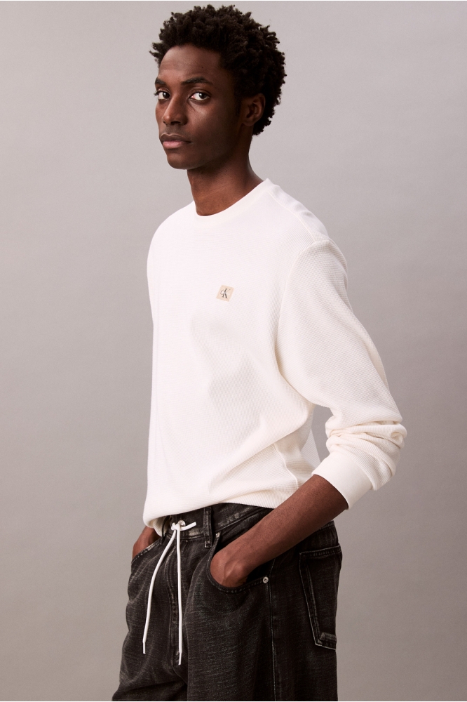 Calvin Klein beige heren t-shirt | Model zijaanzicht