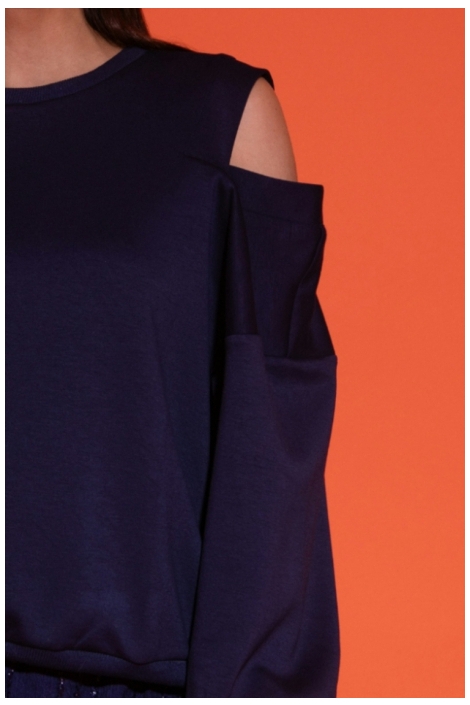 Studio Amaya blauwe dames sweater | Close up