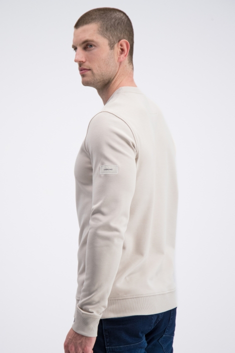 Gabbiano beige heren sweater | Model achteraanzicht