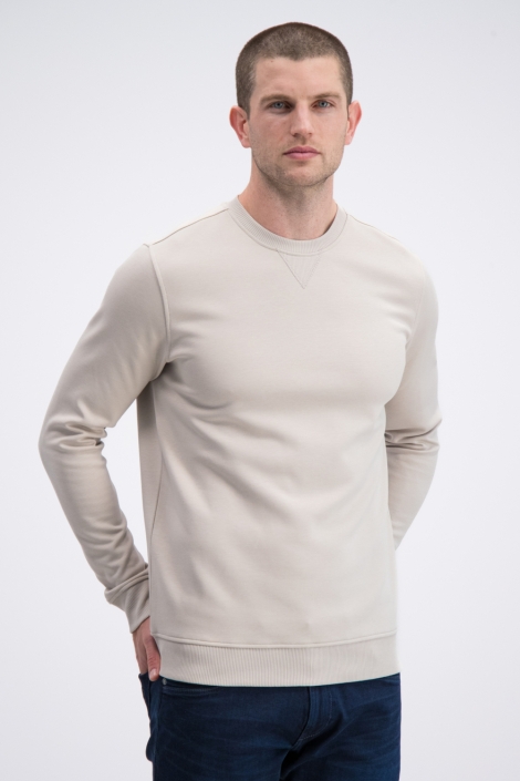 Gabbiano beige heren sweater | Model vooraanzicht