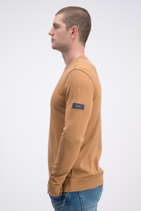 Gabbiano camel heren sweater | Model zijaanzicht