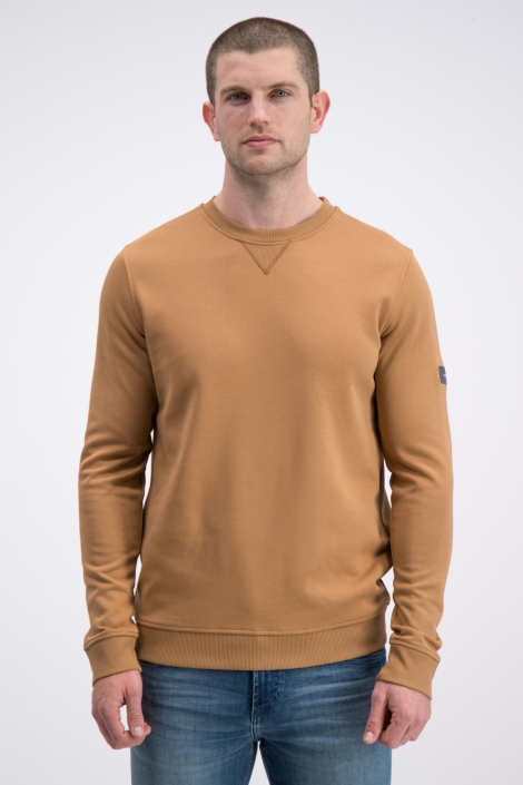 Gabbiano camel heren sweater | Model vooraanzicht