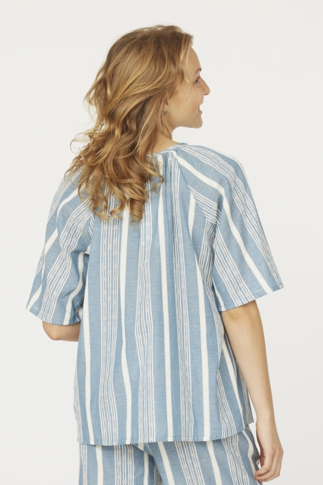 SisterS point blauwe dames t-shirt | Model achteraanzicht