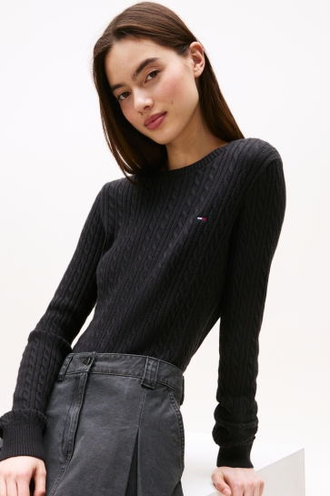 Tommy Jeans Trui TJW CABLE ESSENTIAL DW0DW22165 BDS BLACK