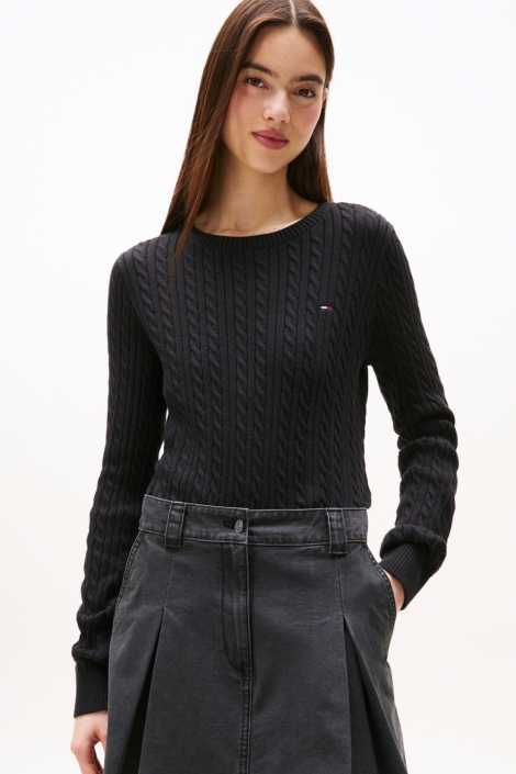 Tommy Jeans zwarte dames trui | Model vooraanzicht