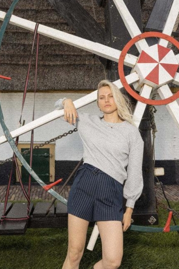 Zusss Trui KABEL STRUCTUUR SWEATER 0304 213 MIDDENGRIJS