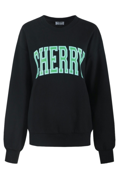 Fluresk zwarte dames sweater | Vooraanzicht