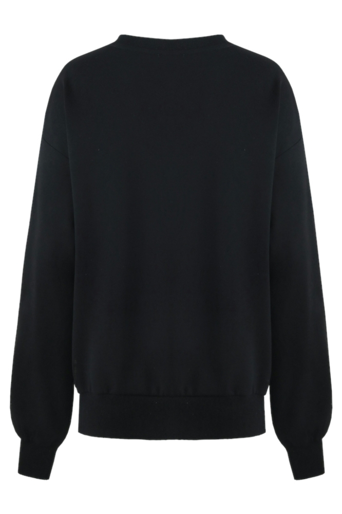 Fluresk zwarte dames sweater | Achteraanzicht