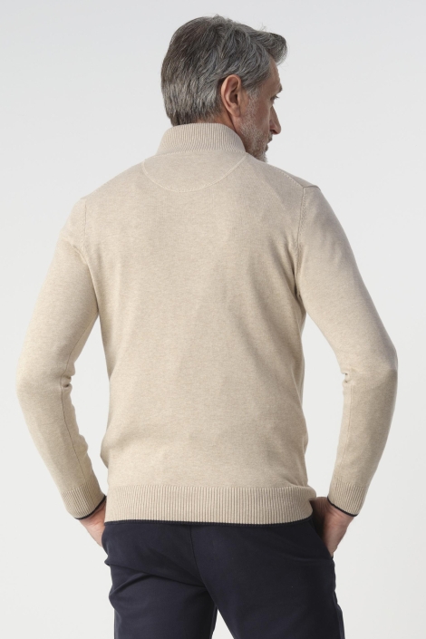 Campbell beige heren trui | Model achteraanzicht