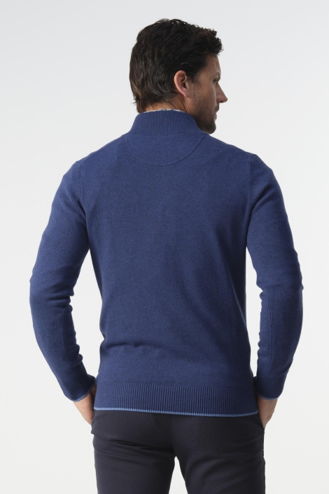 Campbell blauwe heren trui | Model achteraanzicht