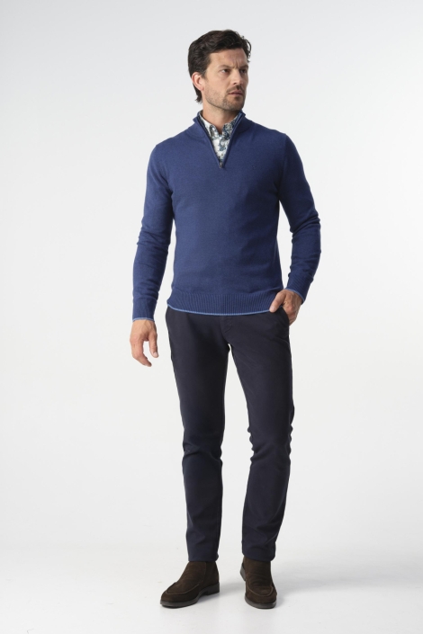 Campbell blauwe heren trui | Model