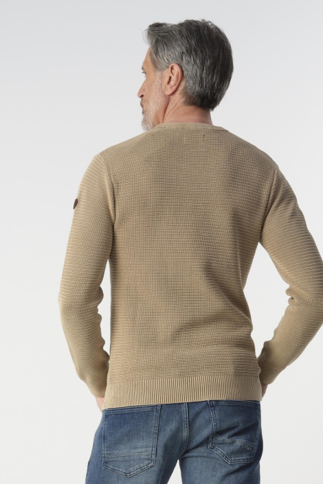 Campbell beige heren trui | Model achteraanzicht