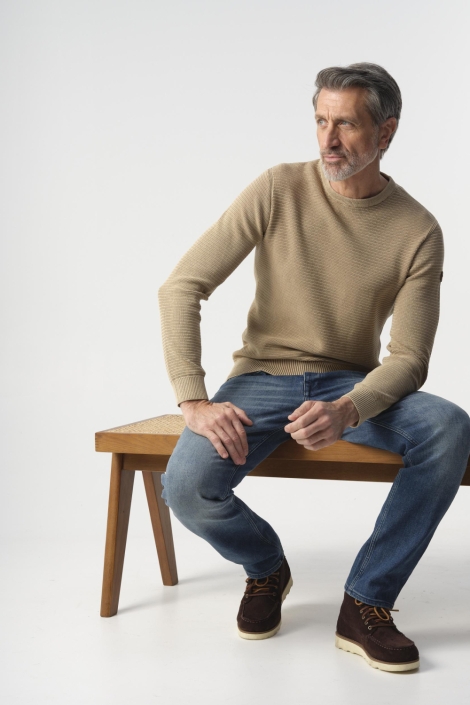 Campbell beige heren trui | Model