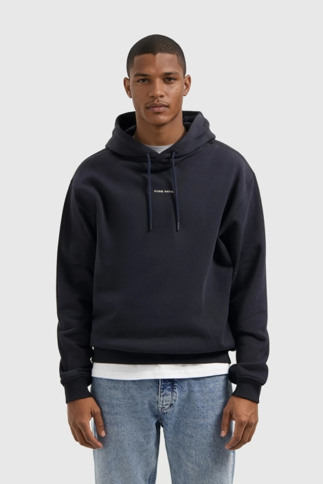 Pure Path blauwe heren sweater | Model vooraanzicht