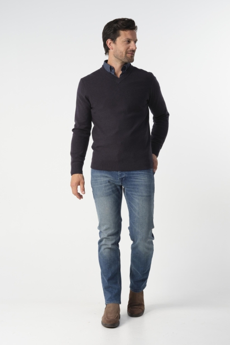 Campbell blauwe heren trui | Model