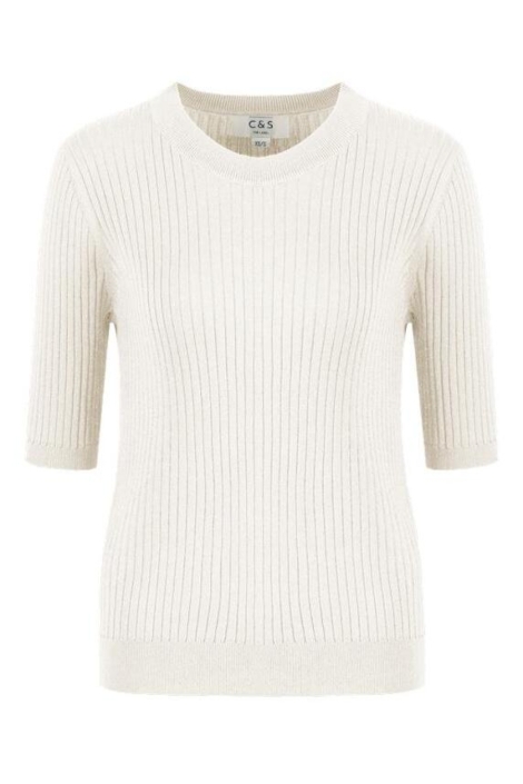 C&S The Label beige dames t-shirt | Vooraanzicht