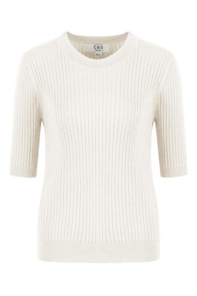 C&S The Label beige dames t-shirt | Vooraanzicht