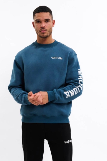 Malelions GRAFFITI SWEATER MM1 AW25 44 BLUE SLATE
