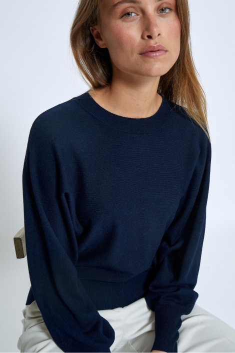 Minus blauwe dames trui | Close up