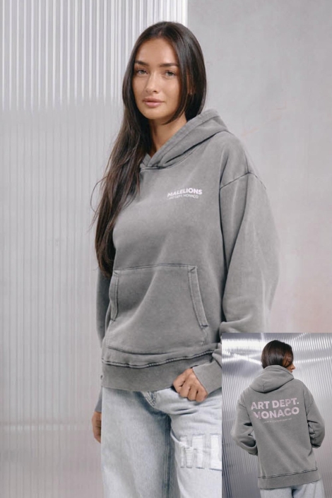 Malelions grijze dames sweater | Model vooraanzicht