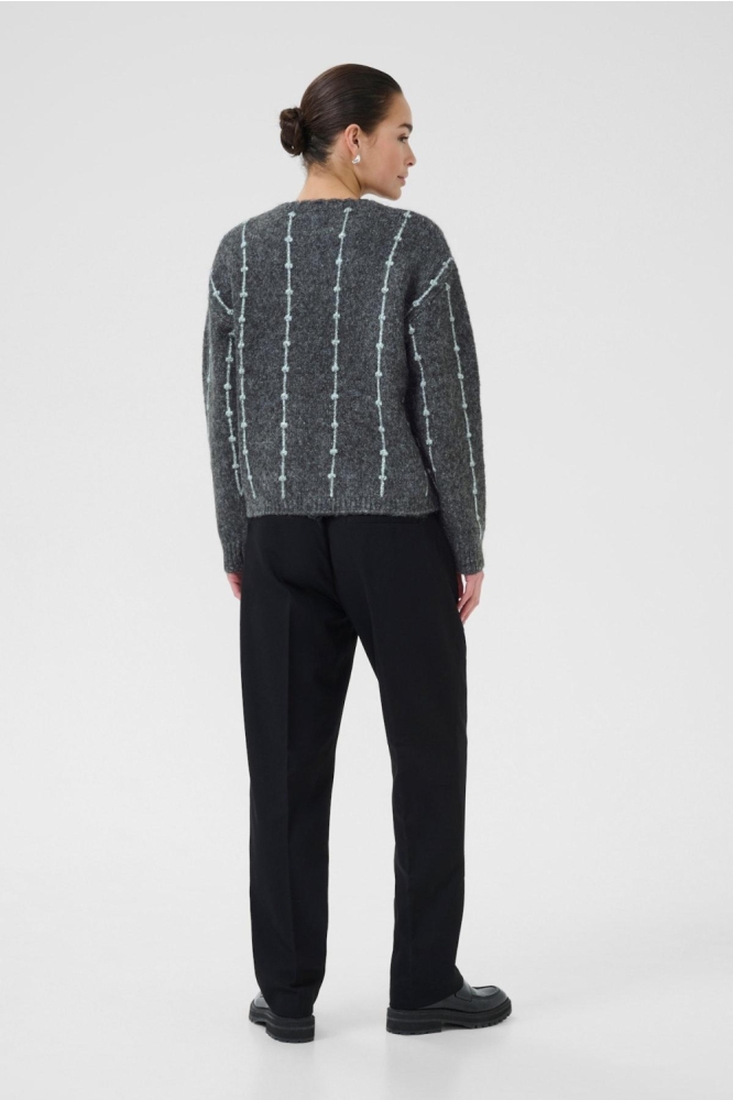 Kaffe grijze dames trui | Model achteraanzicht