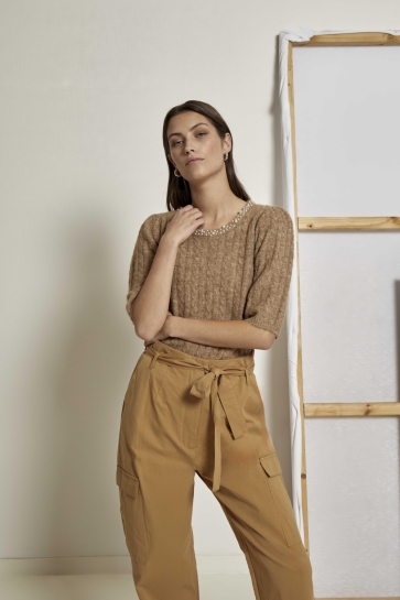 Peppercorn Trui KIRA KNIT BLOUSE PC8466 4073 KELP SAND MELANGE