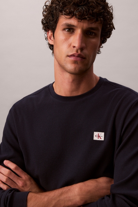 Calvin Klein blauwe heren t-shirt | Close up