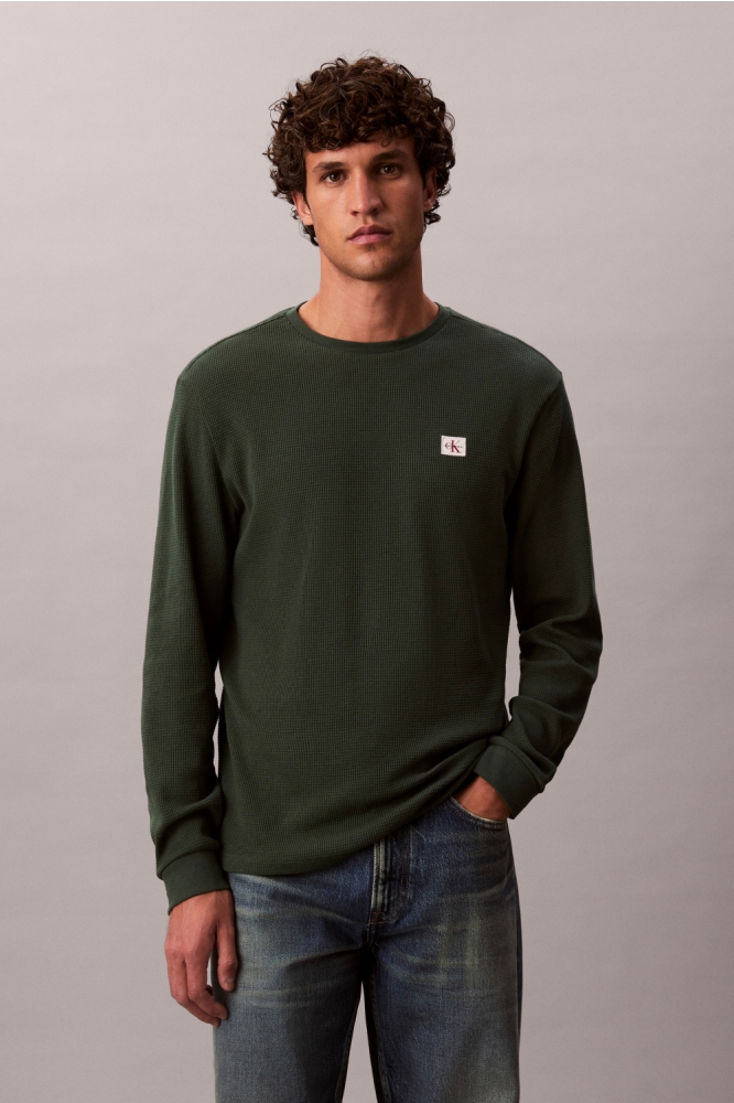 Calvin Klein groene heren t-shirt | Model vooraanzicht