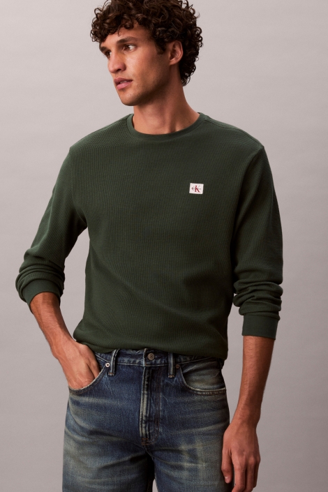 Calvin Klein groene heren t-shirt | Model vooraanzicht