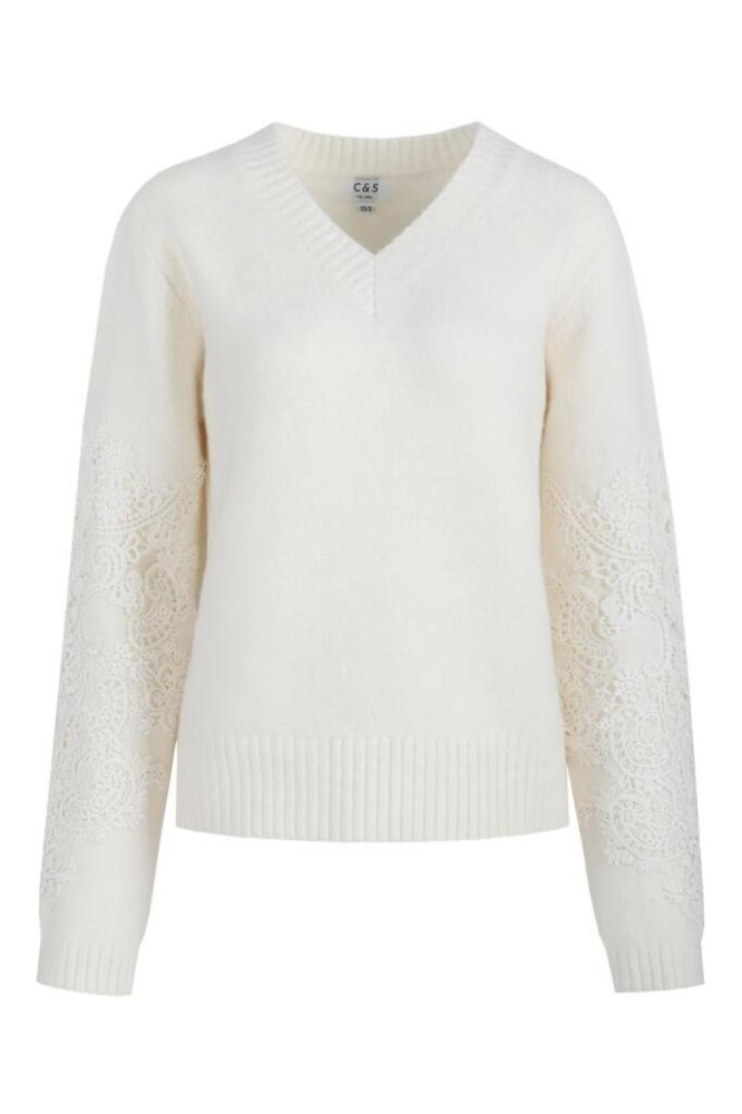 C&S The Label ecru dames trui | Vooraanzicht