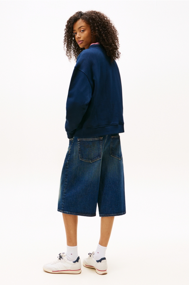 Tommy Jeans blauwe dames sweater | Model achteraanzicht