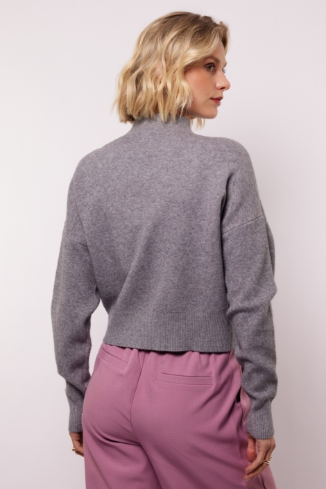 Fluresk grijze dames trui | Model achteraanzicht