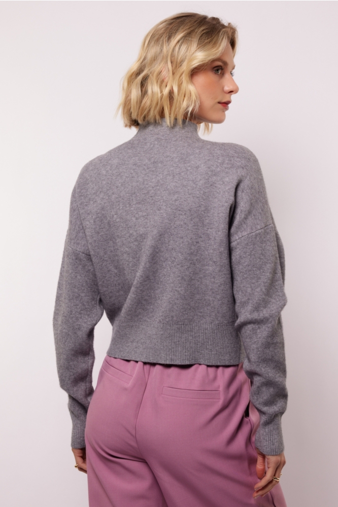 Fluresk grijze dames trui | Model achteraanzicht