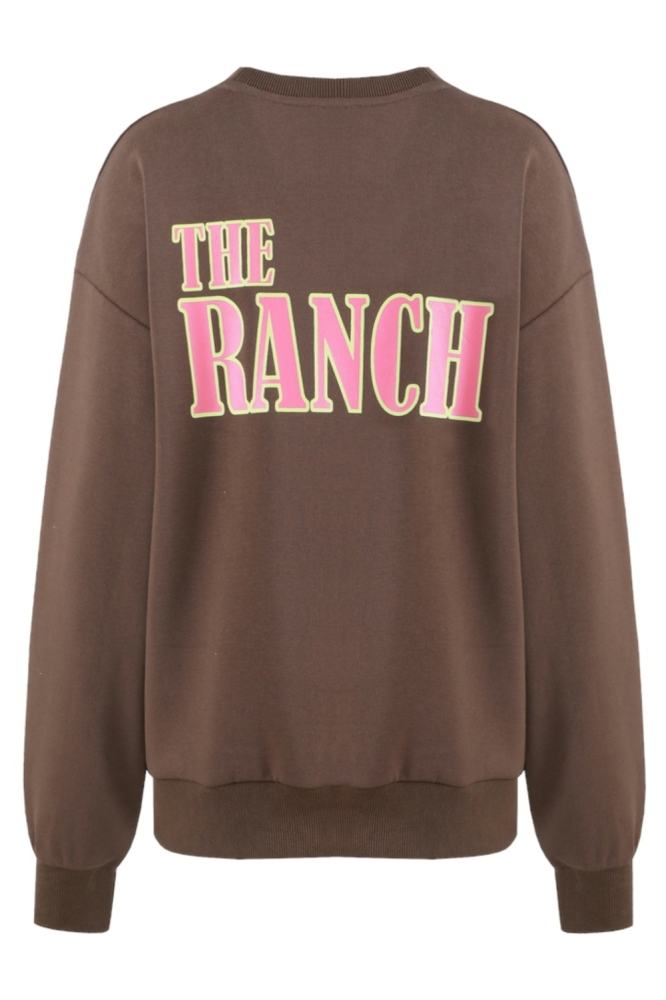 Fluresk bruine dames sweater | Achteraanzicht