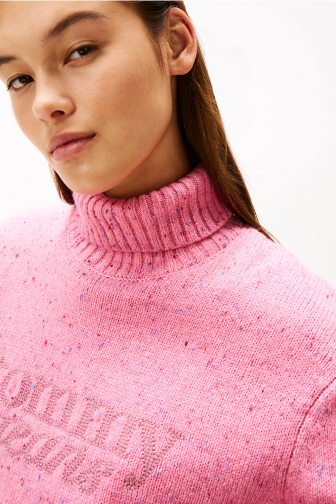 Tommy Jeans roze dames trui | Close up