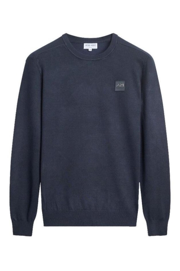 Antony Morato Trui SLIM FIT VISCOSE BLEND JERSEY WITH LOGO PATCH MMSW01439 YA500002 7139 MARINE