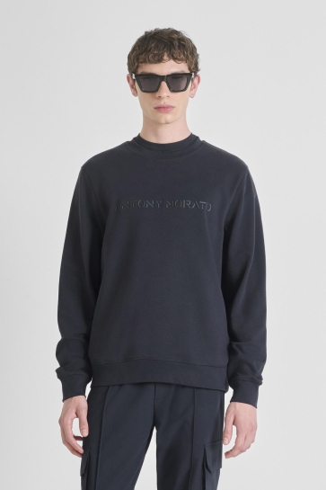 Antony Morato REGULAR FIT CREWNECK SWEATSHIRT IN SUSTAINABLE COTTON BLEND WITH PRINT MMFL01103 FA150222 7139 MARINE