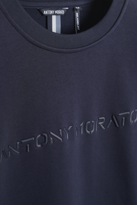 Antony Morato blauwe heren sweater | Close up