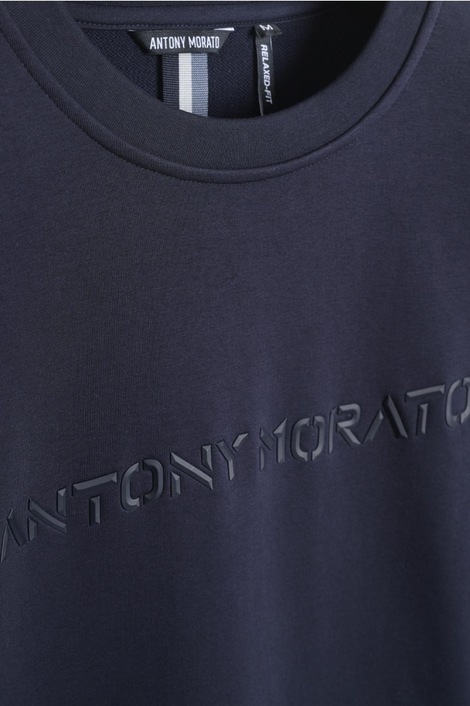 Antony Morato blauwe heren sweater | Close up