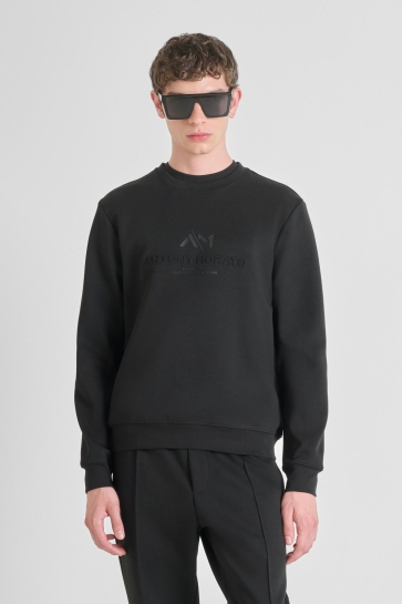 Antony Morato COTTON BLEND SLIM FIT CREWNECK SWEATSHIRT WITH LOGO MMFL01102 FA150168 9000 BLACK