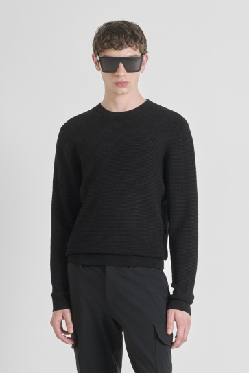 Antony Morato Trui RELAXED FIT VISCOSE BLEND SWEATER MMSW01543 YA500002 9000 BLACK