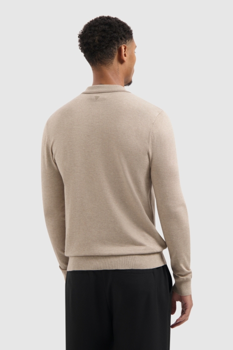 Pure Path taupe heren polo | Model achteraanzicht