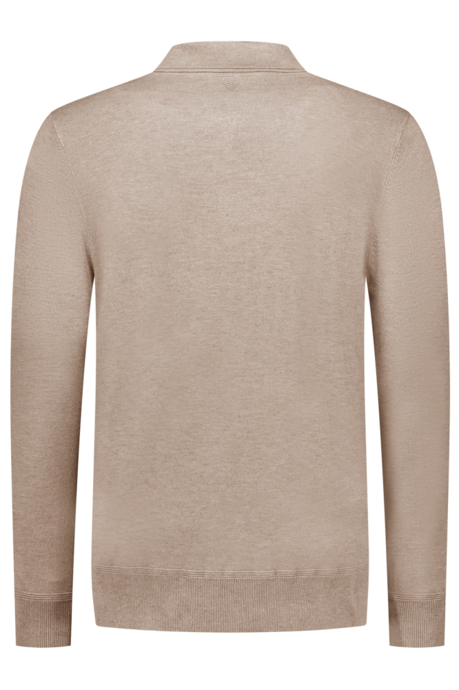 Pure Path taupe heren polo | Achteraanzicht