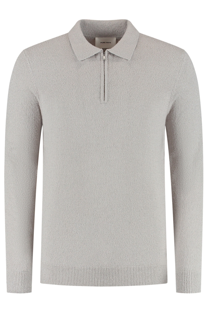 Pure Path grijze heren polo | Vooraanzicht