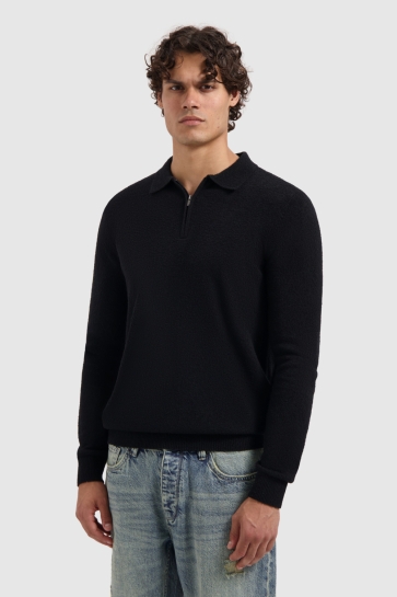 Pure Path REGULAR FIT ZIP POLO KNITWEAR 25030820 02 BLACK