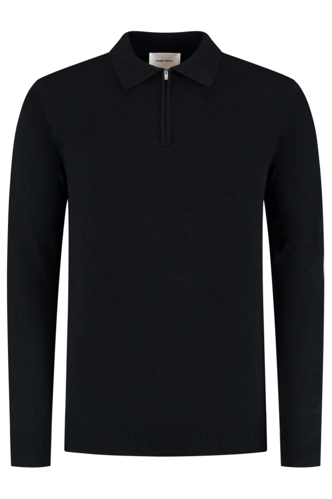 Pure Path zwarte heren polo | Vooraanzicht