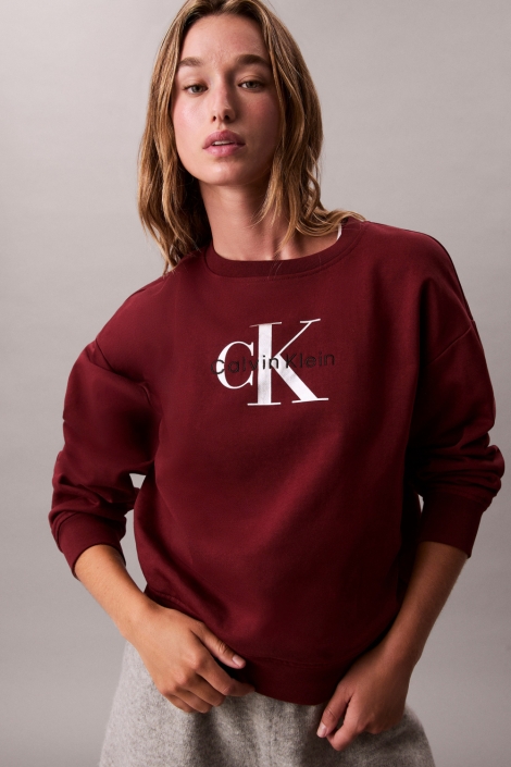 Calvin Klein bordeaux dames sweater | Model vooraanzicht