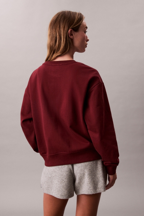 Calvin Klein bordeaux dames sweater | Model achteraanzicht