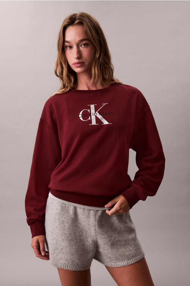 Calvin Klein bordeaux dames sweater | Model vooraanzicht