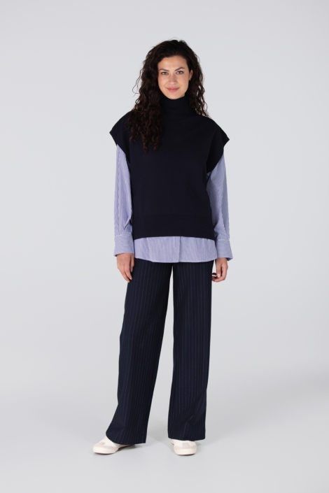 Juffrouw Jansen blauwe dames trui | Model